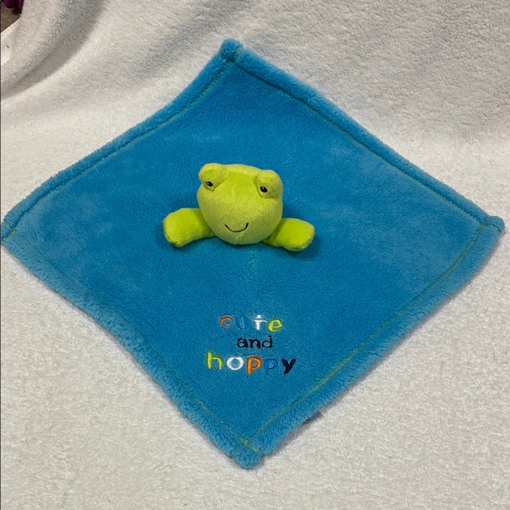 Baby gear Blue fleece Baby Blanket lovey with Frog Plush